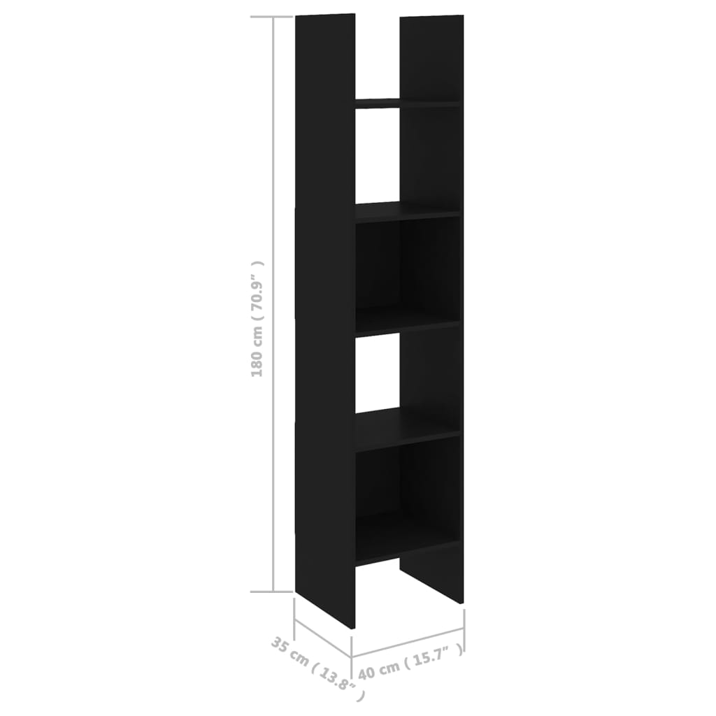vidaXL Knygų spintelių komplektas, 4 dalių, juodos spalvos, MDP