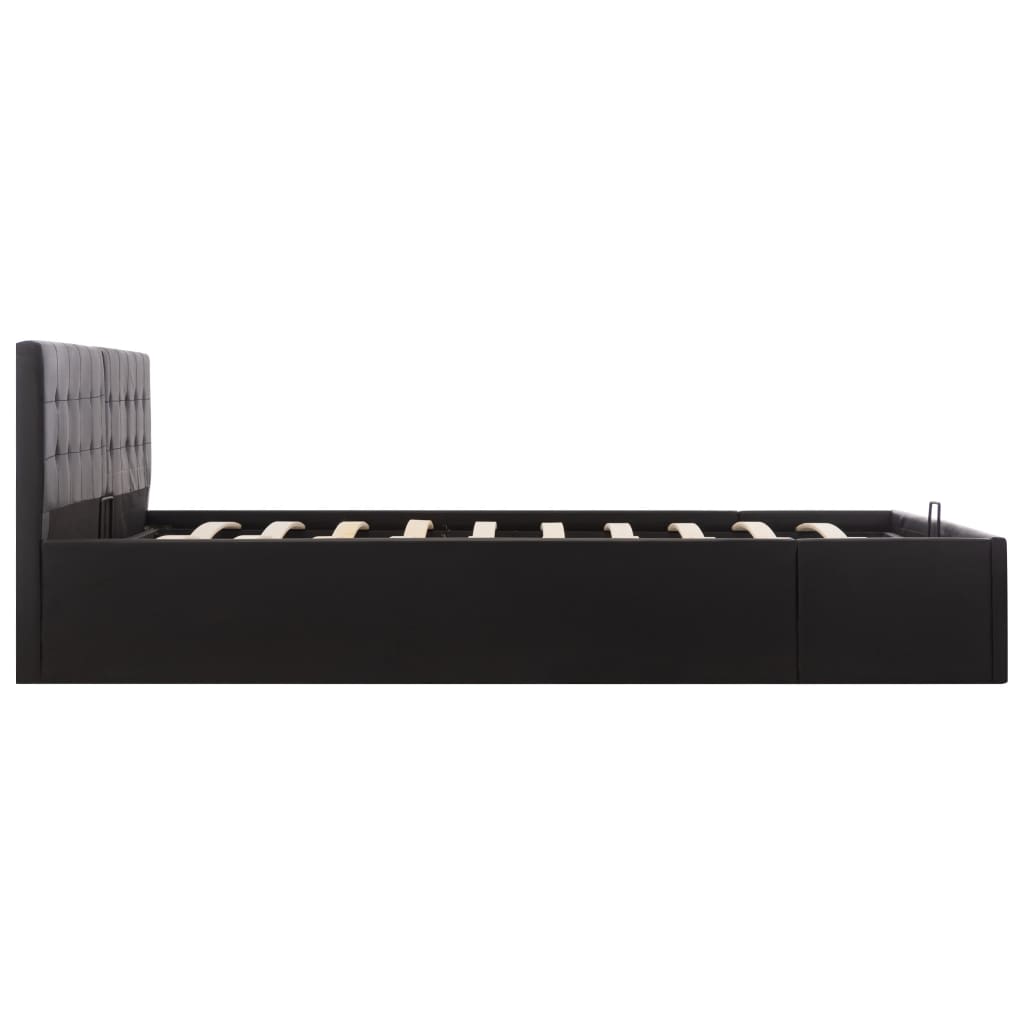vidaXL Lovos rėmas su daiktadėže, juodas, 180x200cm, dirbtinė oda