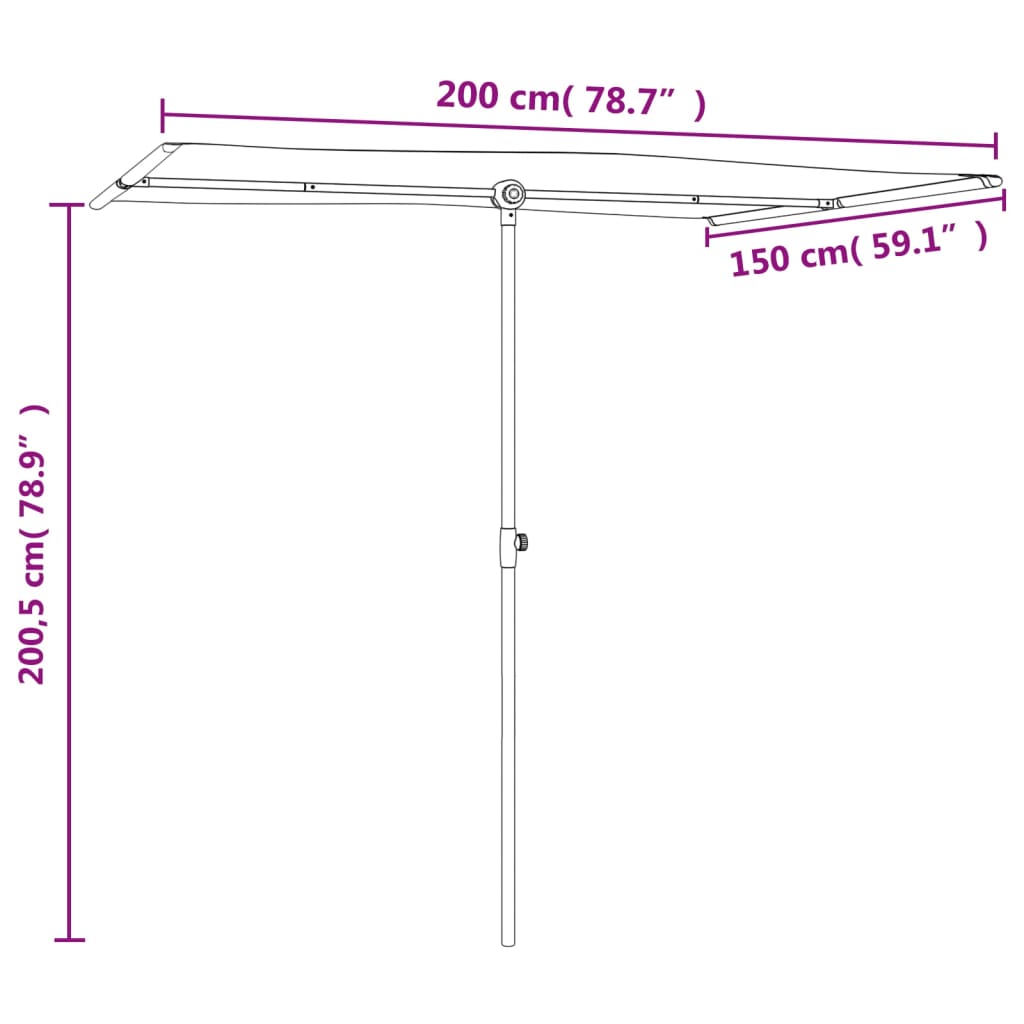 vidaXL Lauko skėtis su aliuminio stulpu, antracito spalvos, 2x1,5m