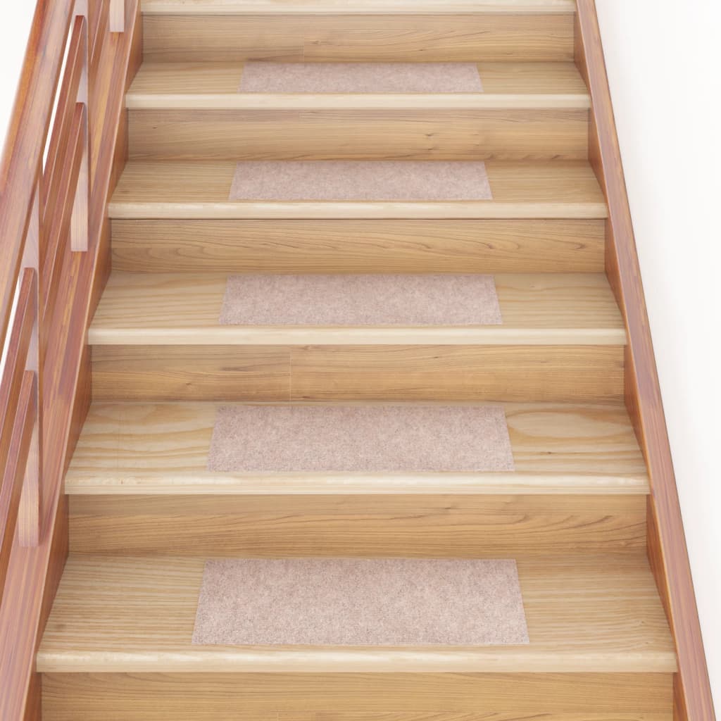 vidaXL Lipnūs laiptų kilimėliai, 15vnt., šviesiai rudi, 60x25cm