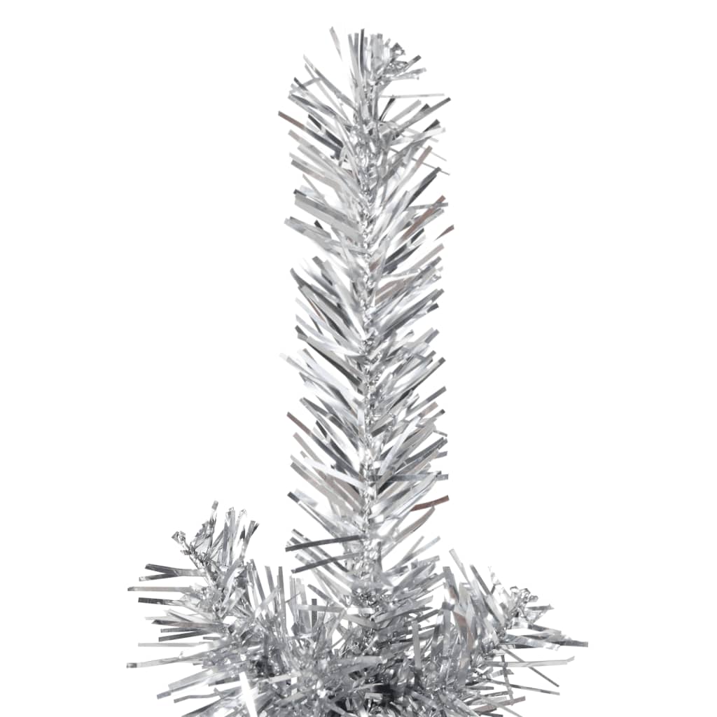 vidaXL Siaura dirbtinė pusinė Kalėdų eglutė su stovu, sidabrinė, 180cm