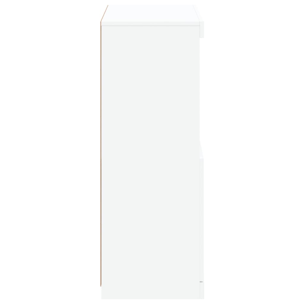 vidaXL Šoninė spintelė su LED lemputėmis, balta, 60,5x37x100cm