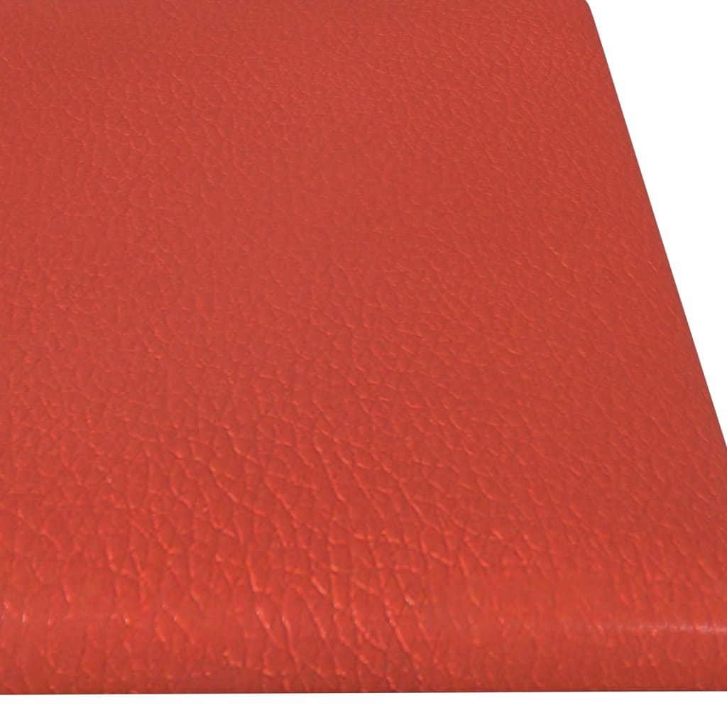 vidaXL Sienų plokštės, 12vnt., raudonos, 60x15cm, dirbtinė oda, 1,08m²