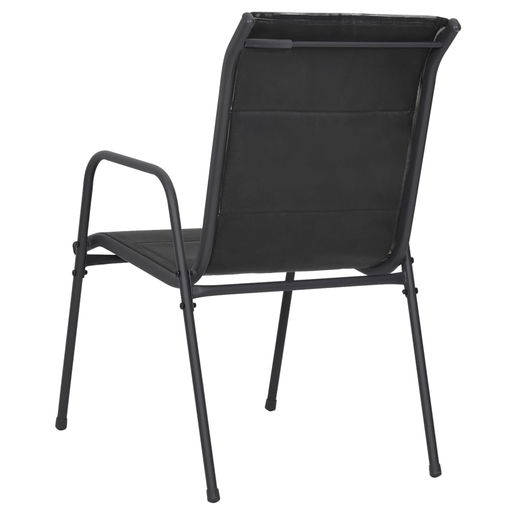vidaXL Sodo kėdės, 2vnt, juodos spalvos, plienas ir tekstilenas