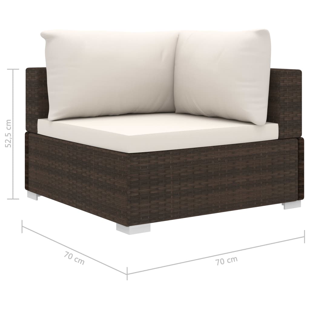 vidaXL Sodo baldų komplektas su pagalvėlėmis, 6d., rudas, poliratanas