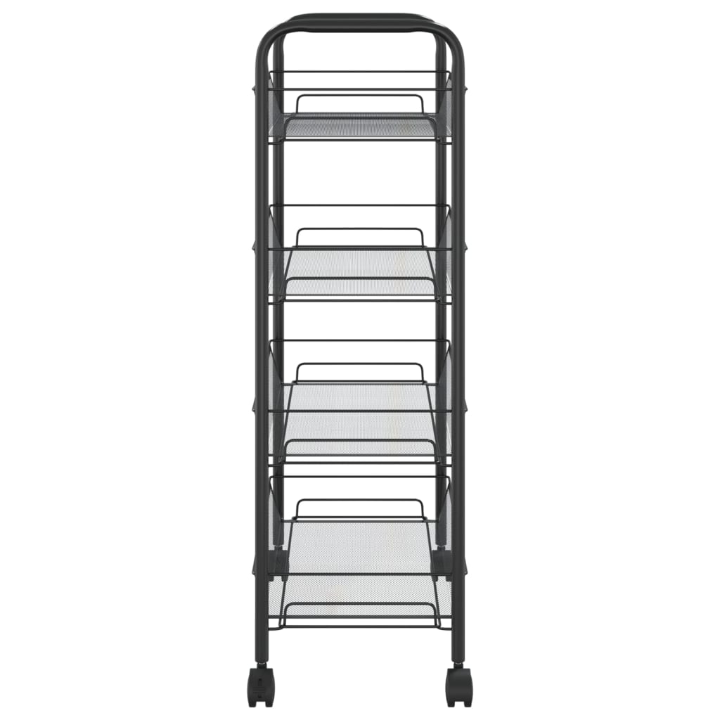 vidaXL Virtuvės vežimėlis, 4 aukštų, juodas, 46x26x85cm, geležis