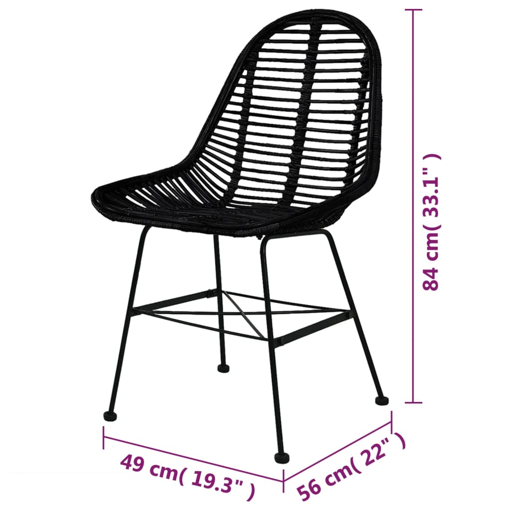 vidaXL Valgomojo kėdės, 6vnt., juodos, natūralus ratanas