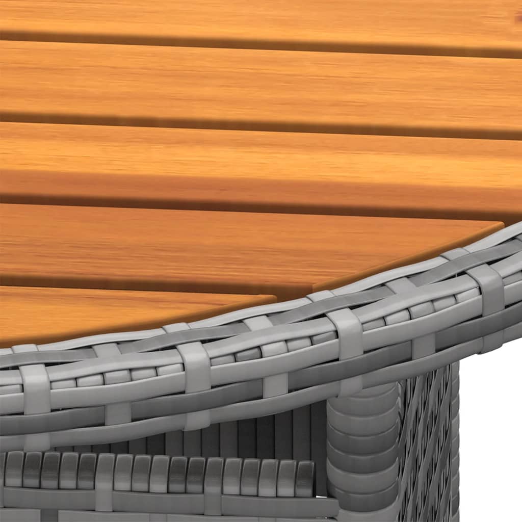 vidaXL Sodo stalas, pilkas, 80x75cm, akacijos mediena ir poliratanas