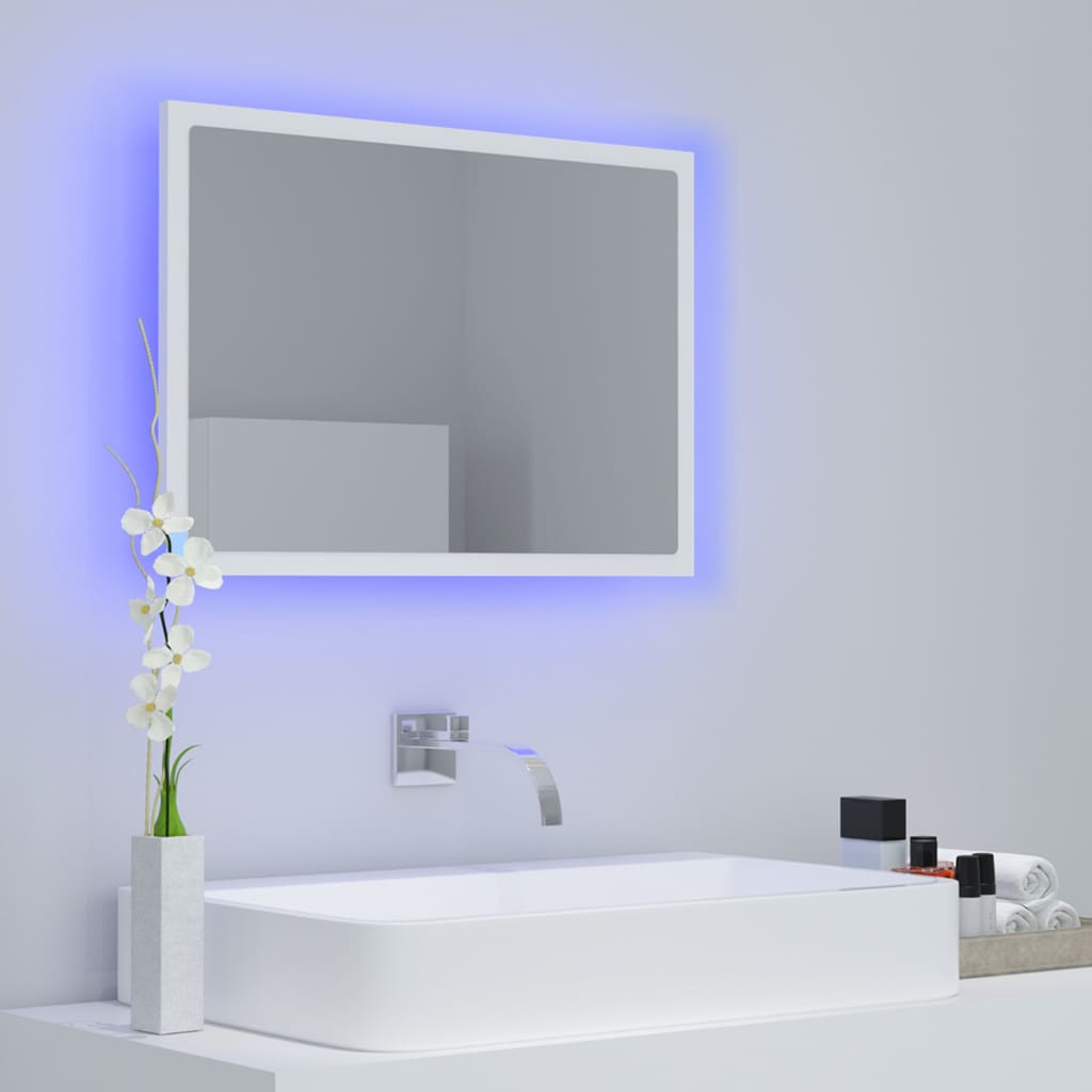 vidaXL Vonios kambario LED veidrodis, baltas, 60x8,5x37cm, akrilas