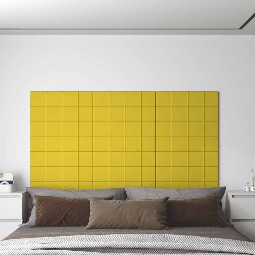 vidaXL Sienų plokštės, 12vnt., šviesiai geltonos, 60x15 cm 1,08 m²