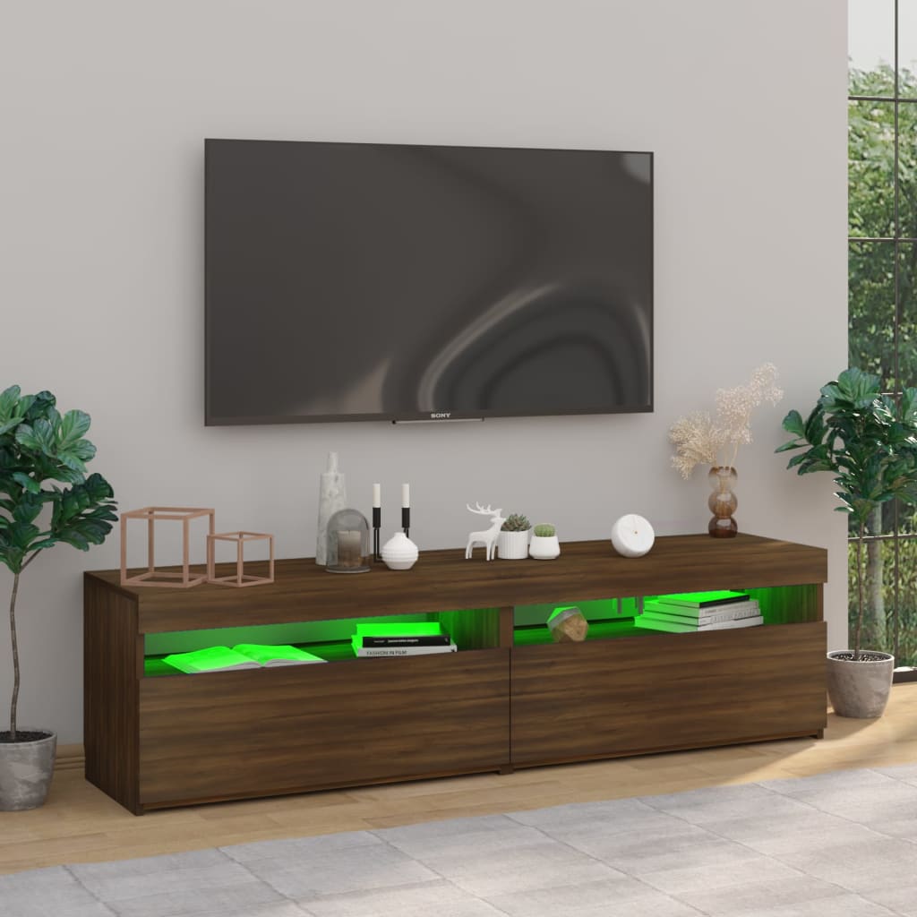 vidaXL Televizoriaus spintelės su LED, 2vnt., rudos ąžuolo, 75x35x40cm
