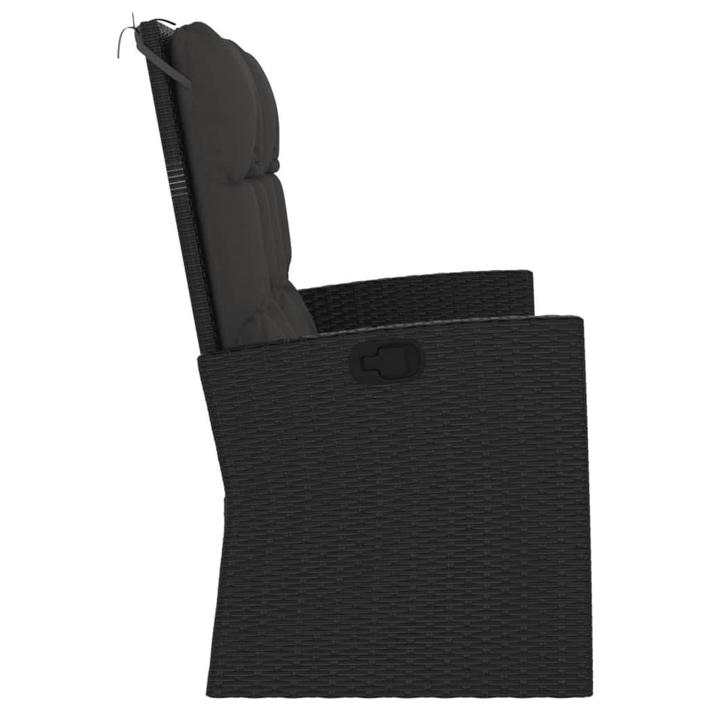 vidaXL Sodo suoliukas su pagalvėlėmis, juodas, 118cm, poliratanas