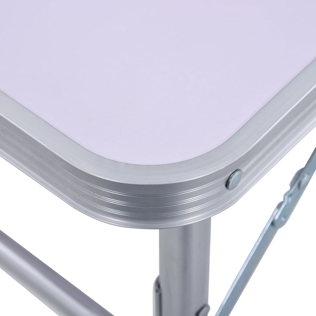 vidaXL Sulankstomas stovyklavimo stalas, baltas, 60x45cm, aliuminis