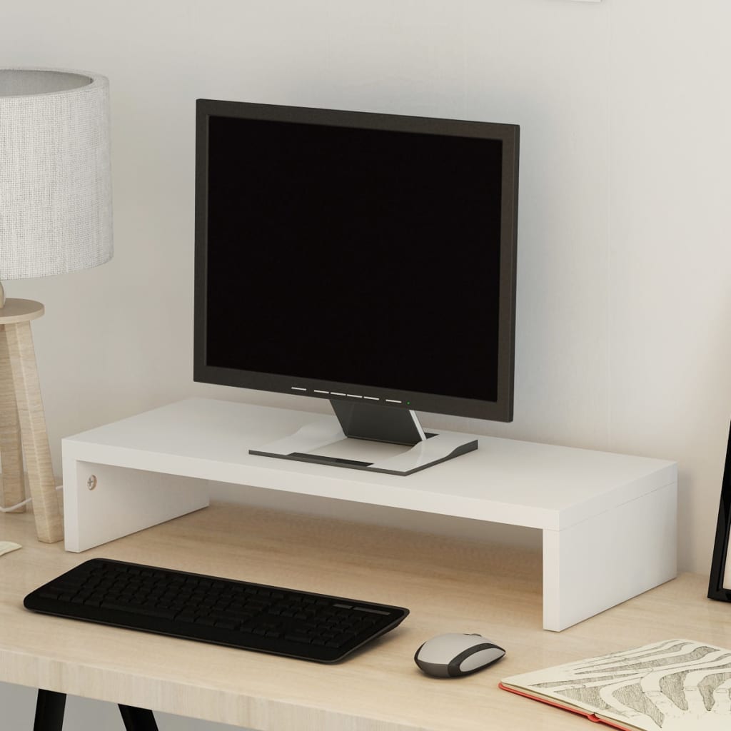 vidaXL Pakyla monitoriui, med. drožlių plokštė, 60x23,5x12 cm, balta