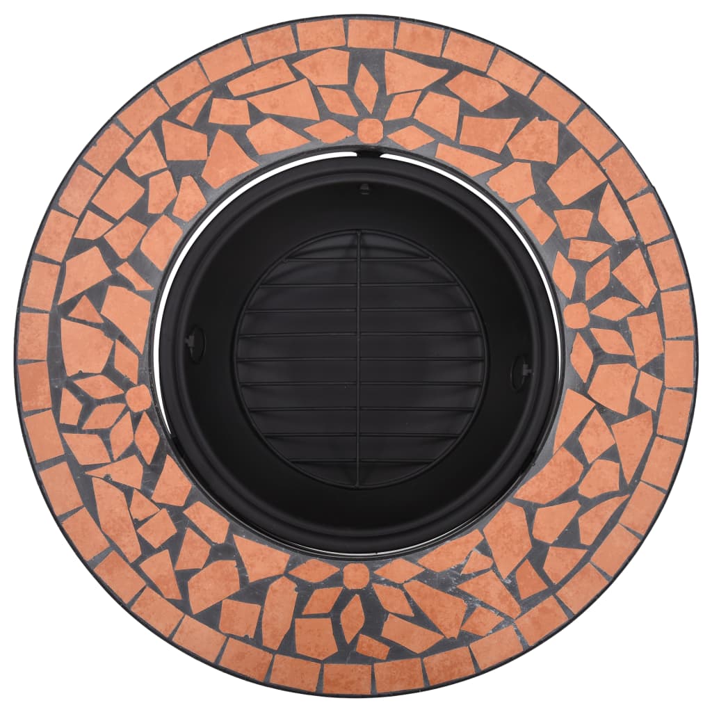 vidaXL Mozaikinė laužavietė, terakotos spalvos, 68cm, keramika