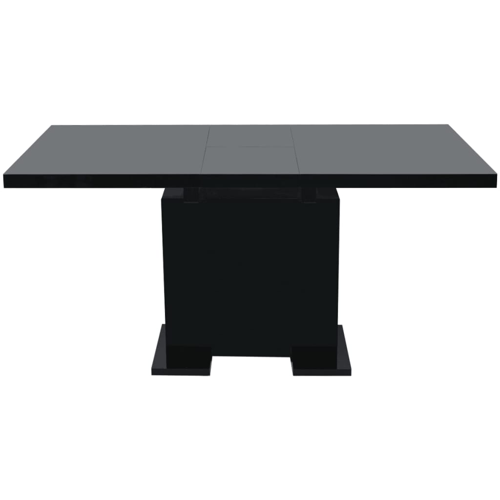 vidaXL Prailginamas valgomojo stalas, juodas, labai blizgus