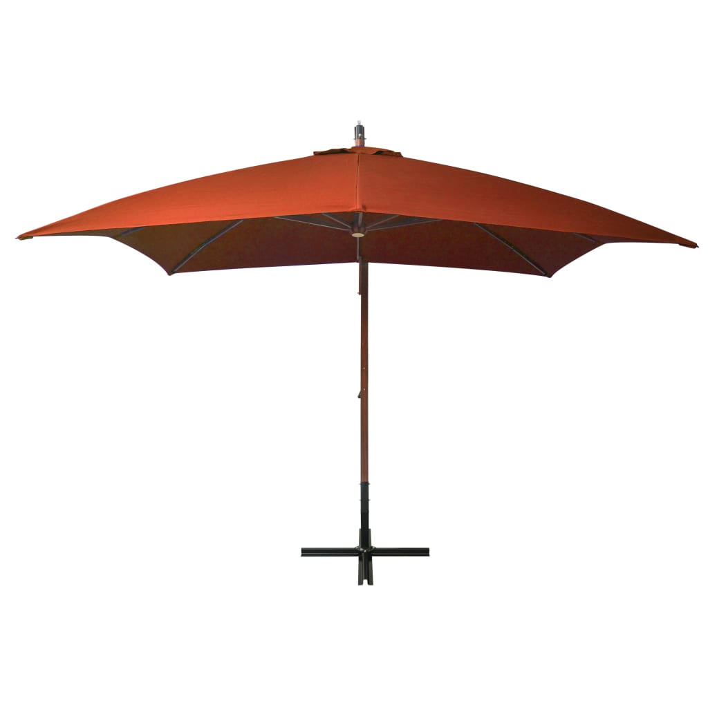 vidaXL Kabantis skėtis su stulpu, terakota, 3x3m, eglės masyvas