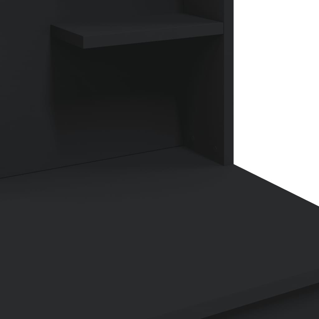 vidaXL Kosmetinis staliukas su LED lemputėmis, juodas, 96x40x142cm