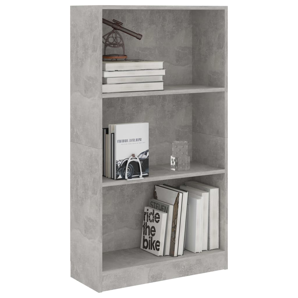 vidaXL Spintelė knygoms, 3 lentynos, betono, 60x24x109cm, mediena