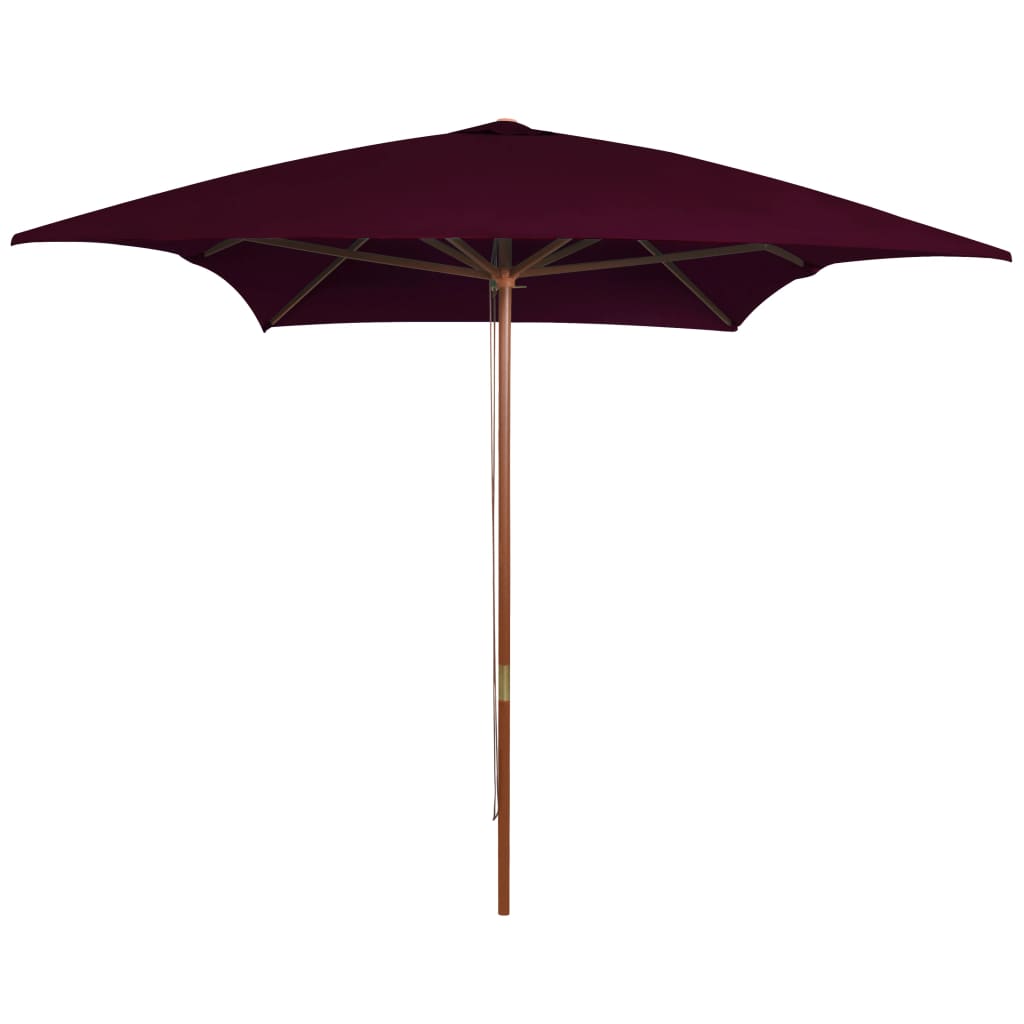 vidaXL Lauko skėtis su mediniu stulpu, tamsiai raudonas, 200x300cm