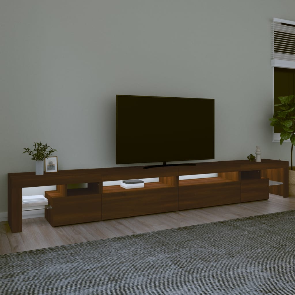 vidaXL Televizoriaus spintelė su LED, ruda ąžuolo, 290x36,5x40cm