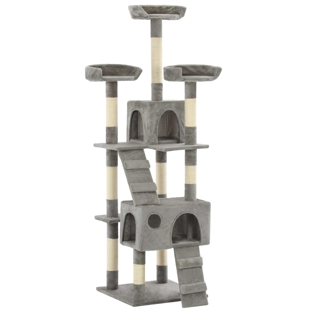 vidaXL Draskyklė katėms su stovais iš sizalio, 170cm, pilka