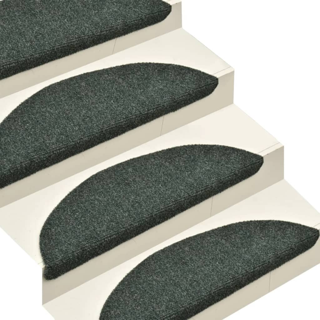 vidaXL Lipnūs laiptų kilimėliai, 10vnt., žalios spalvos, 56x17x3cm