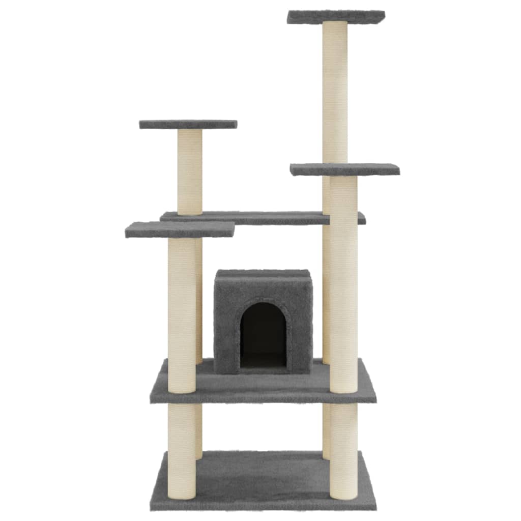 vidaXL Draskyklė katėms su stovais iš sizalio, tamsiai pilka, 110cm