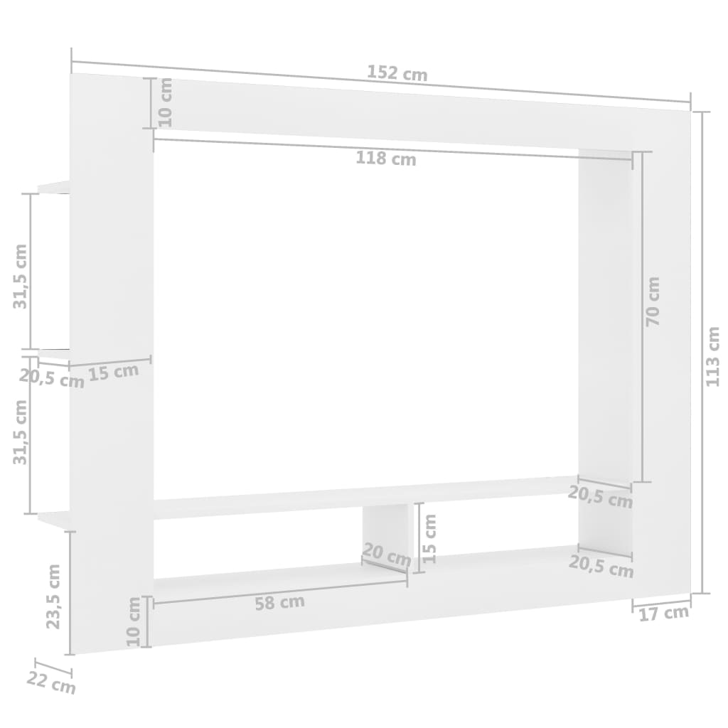 vidaXL Televizoriaus spintelė, balta, 152x22x113cm, apdirbta mediena