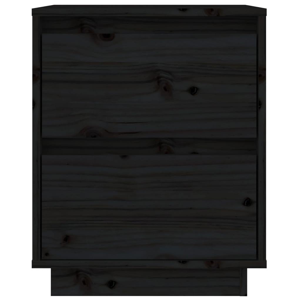 vidaXL Naktinės spintelės, 2vnt., juodos, 40x35x50cm, pušies masyvas