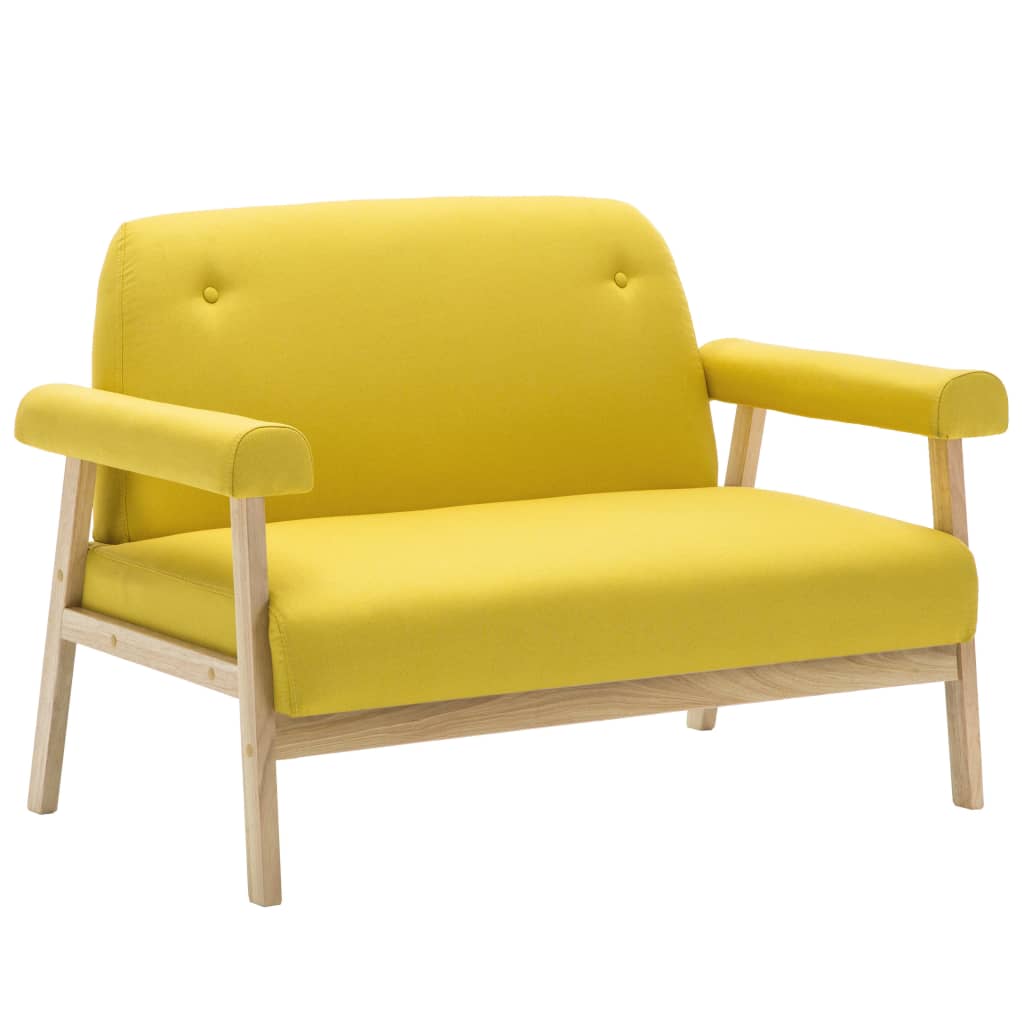 vidaXL Dvivietė sofa, geltona, audinys