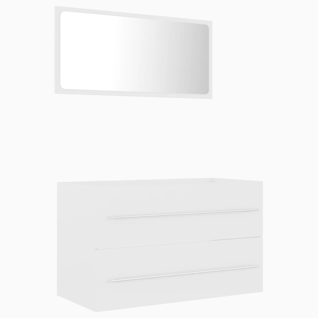 vidaXL Vonios kambario baldų komplektas, 2 dalių, baltos spalvos, MDP