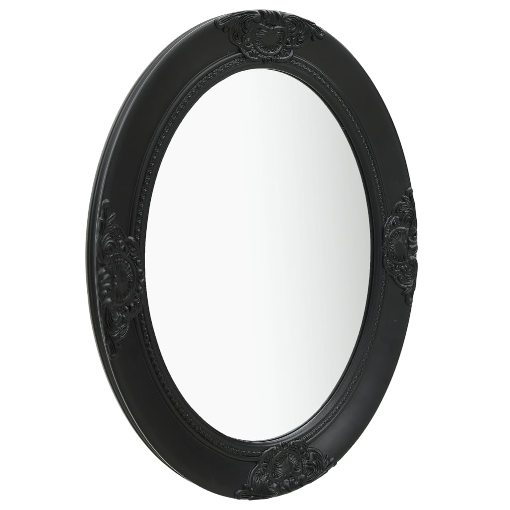 vidaXL Sieninis veidrodis, juodos spalvos, 50x70cm, barokinio stiliaus