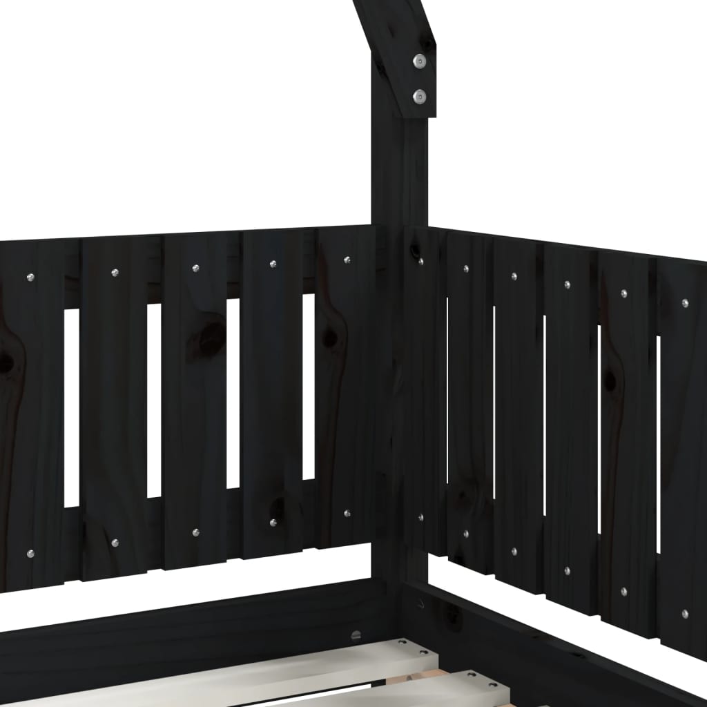 vidaXL Vaikiškos lovos rėmas, juodas, 70x140cm, pušies masyvas