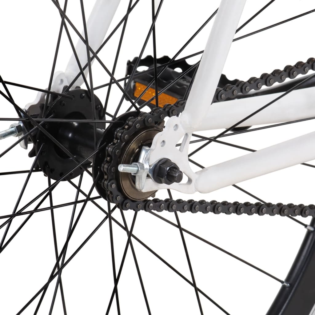 vidaXL Fiksuotos pavaros dviratis, baltas ir juodas, 700c, 59cm
