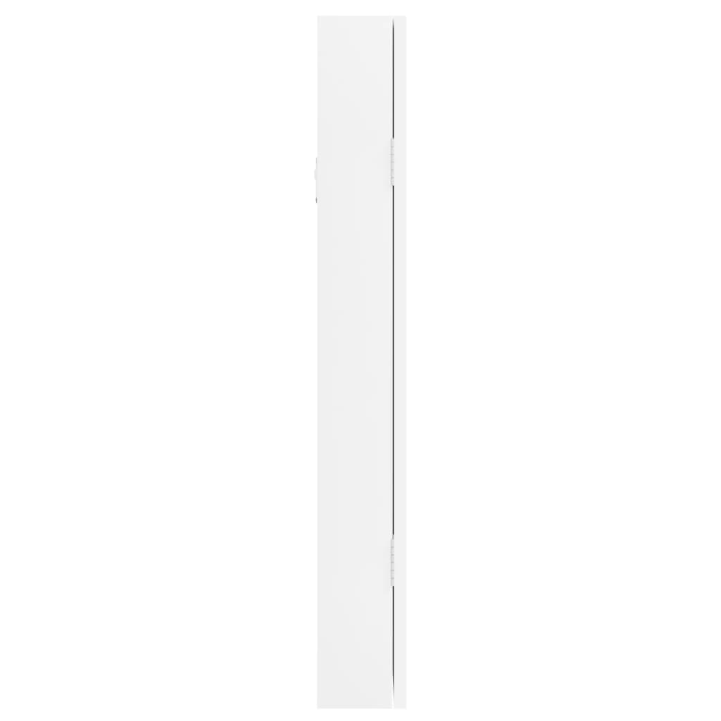 vidaXL Veidrodinė papuošalų spintelė, balta, 30x8,5x67cm, sieninė
