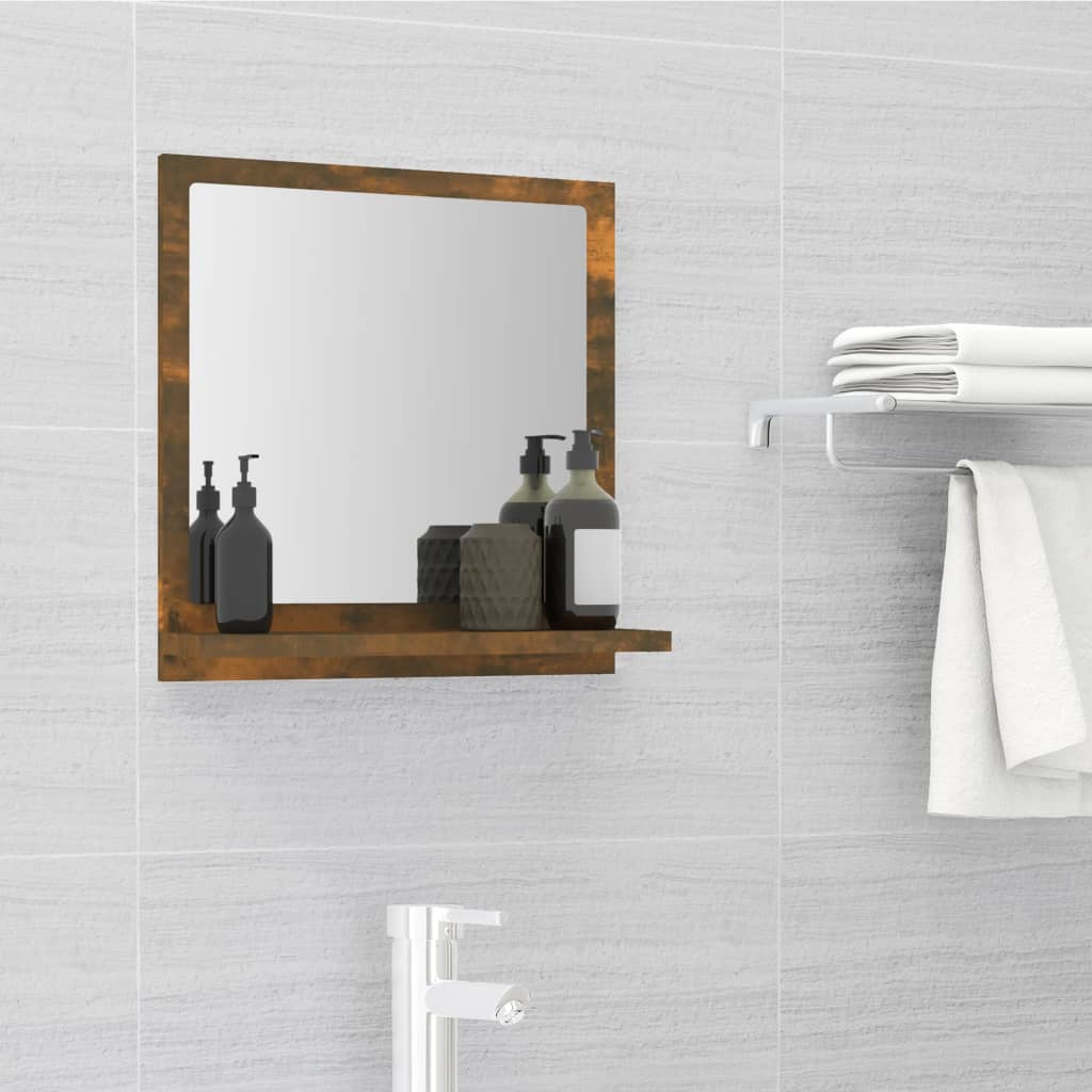vidaXL Vonios veidrodis, dūminio ąžuolo, 40x10,5x37cm, mediena