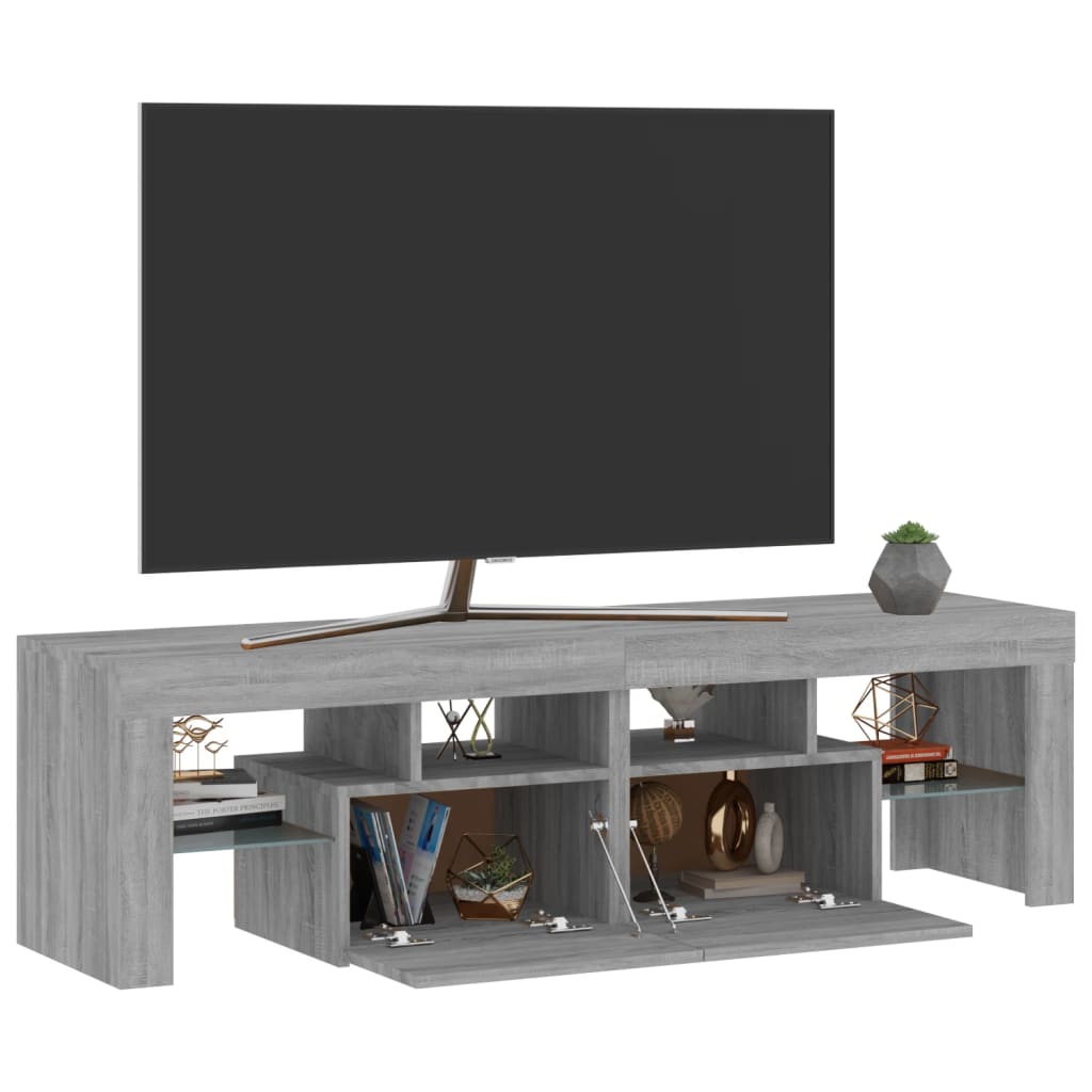 vidaXL Televizoriaus spintelė su LED, pilka ąžuolo, 140x36,5x40cm