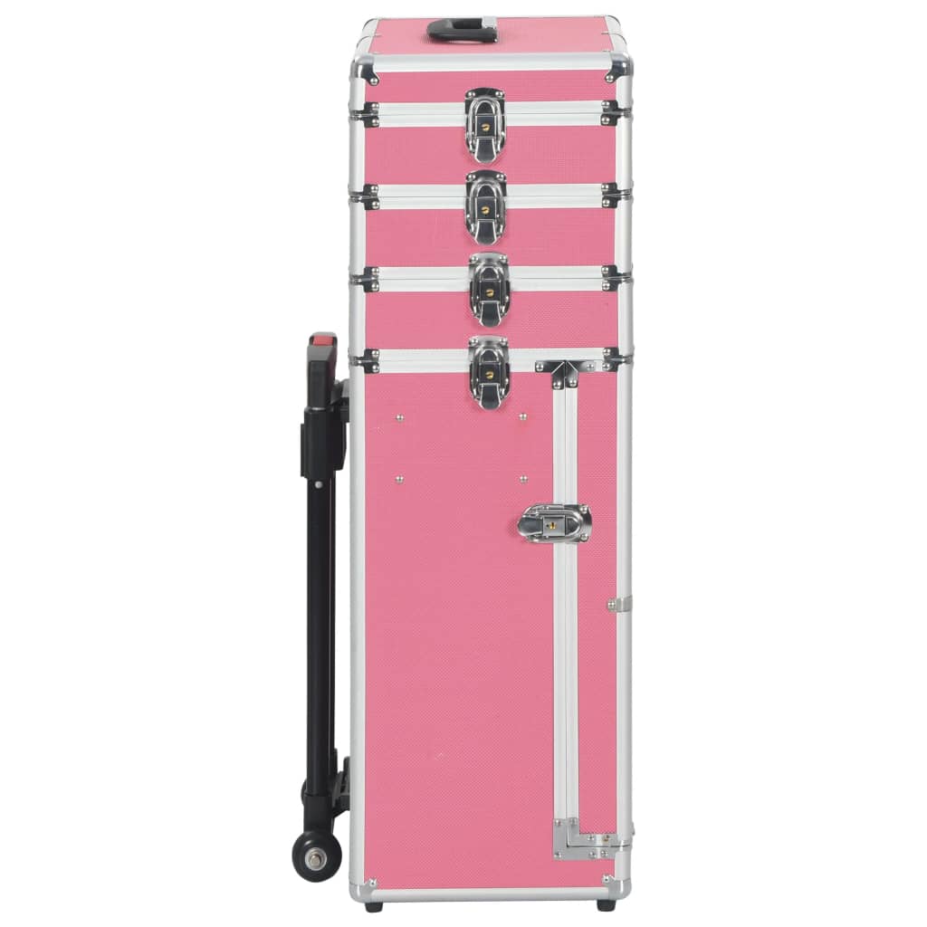 vidaXL Kosmetikos lagaminas su ratukais, rožinės spalvos, aliuminis