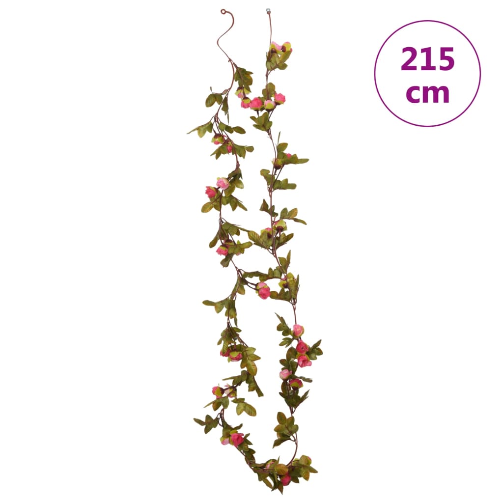 vidaXL Dirbtinių gėlių girliandos, 6vnt., rožių spalvos, 215cm
