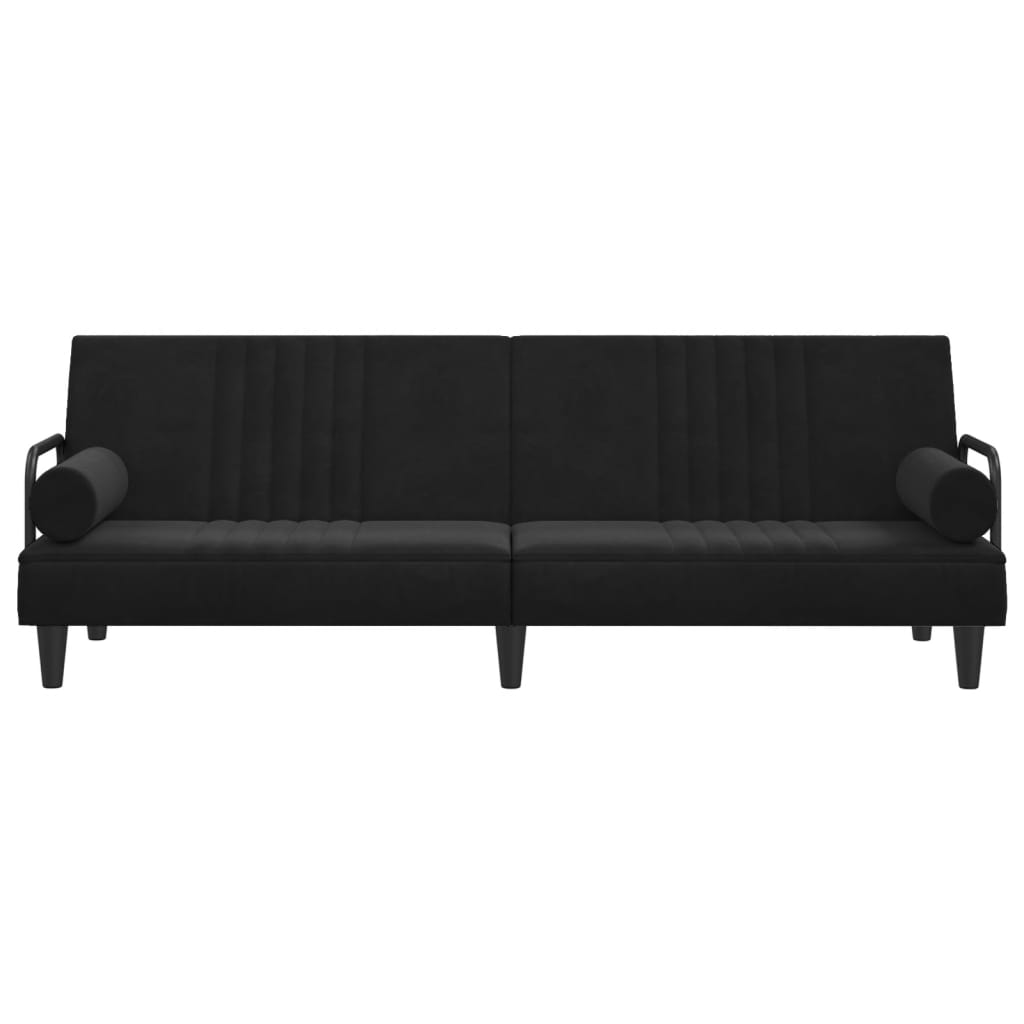 vidaXL Sofa-lova su porankiais, juodos spalvos, aksomas