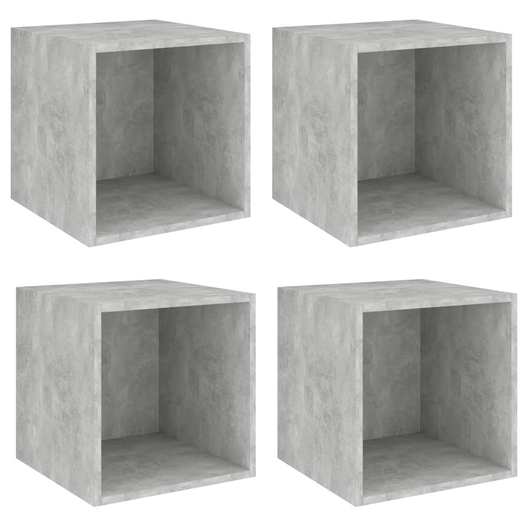 vidaXL Sieninės spintelės, 4vnt., betono pilkos, 37x37x37cm, MDP
