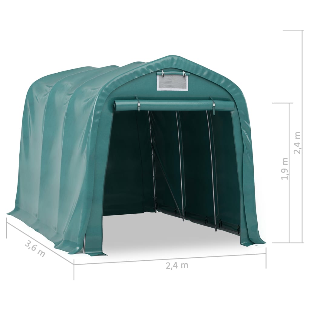 vidaXL Garažas-palapinė, žalios spalvos, 2,4x3,6m, PVC (310026+310027)