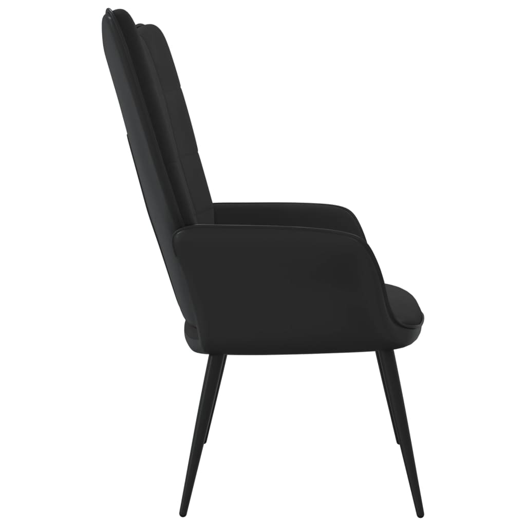 vidaXL Poilsio kėdė, juodos spalvos, aksomas ir PVC