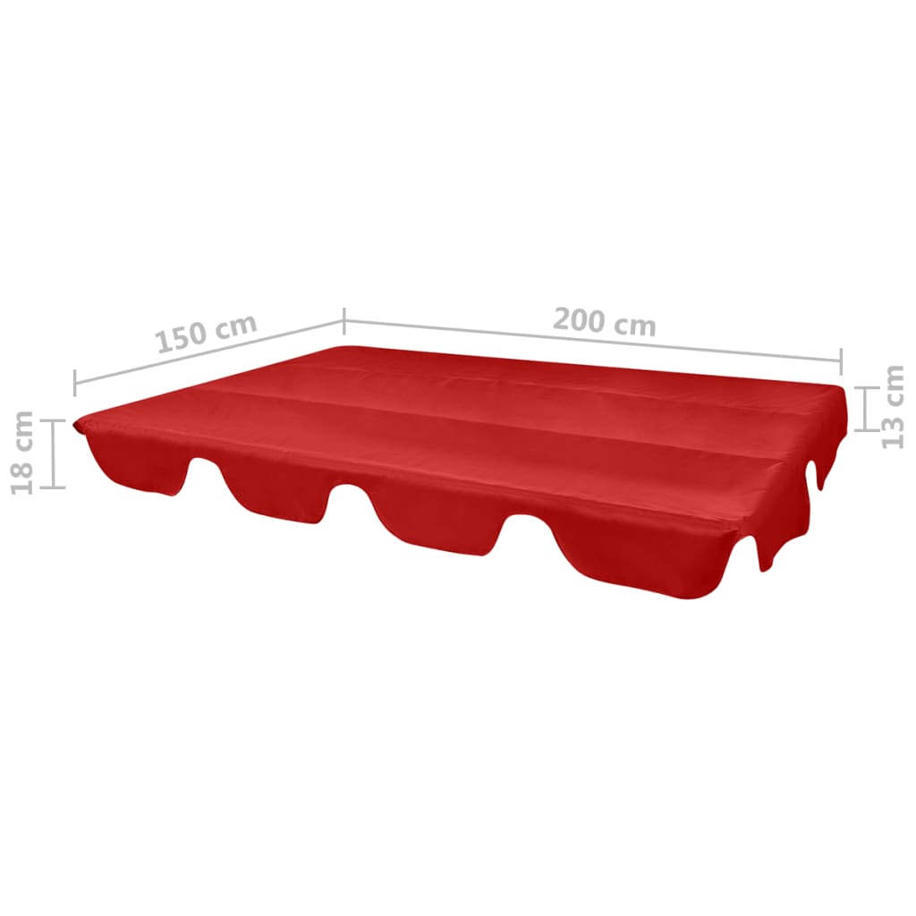 vidaXL Atsarginis stogelis sodo sūpynėms, raudonas, 226x186cm