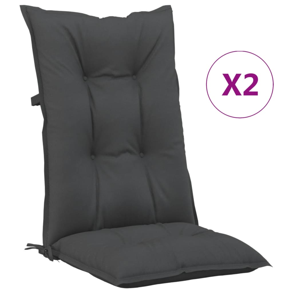 vidaXL Sodo kėdės pagalvėlės, 2vnt., antracito spalvos, 120x50x7cm