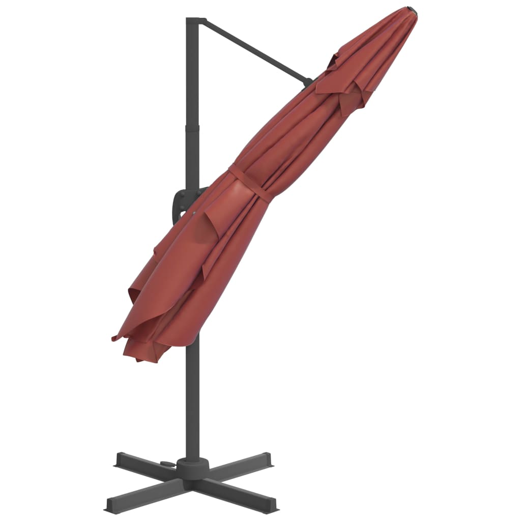 vidaXL Gembės formos skėtis su aliuminiu stulpu, terakota, 400x300cm