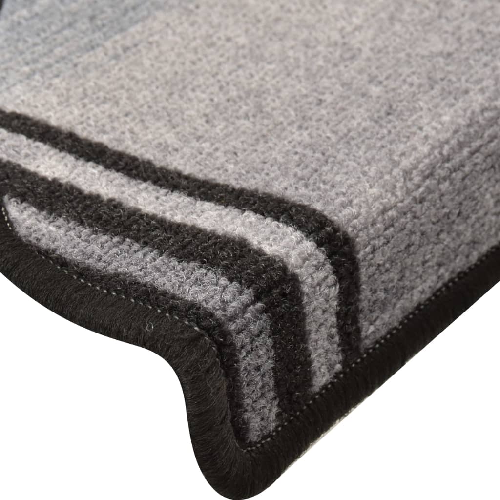 vidaXL Lipnūs laiptų kilimėliai, 10vnt., juodi ir pilki, 65x21x4cm