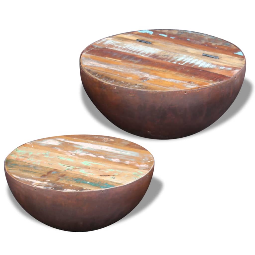 vidaXL Dubens formos kavos staliukas, 2 dalių, perdirbta mediena