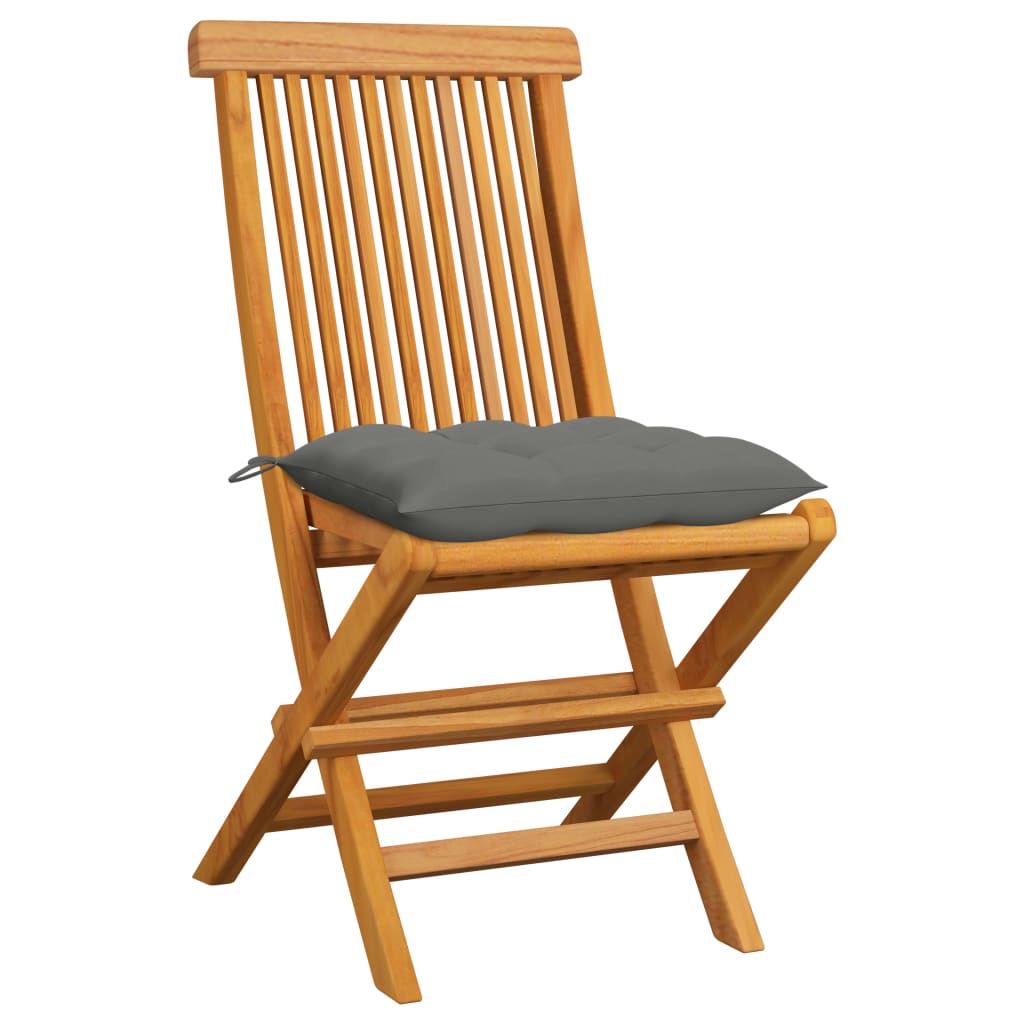 vidaXL Sodo kėdės su pagalvėlėmis, 6vnt., pilkos, tikmedžio medienos masyvas
